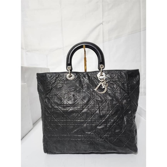 Authentic Christian Dior Soft Lambskin Quilted Tote Black - Picture 1 of 12